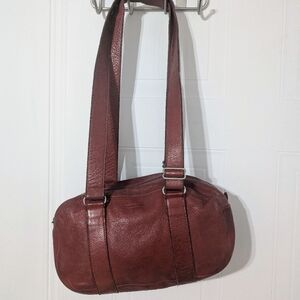 Rugby North America Ruby Red luxury Leather Shoulder Bag big opening two handles